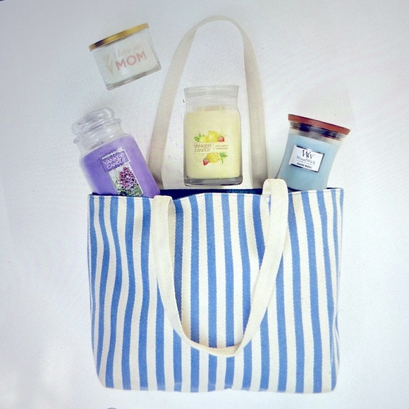 🌻 YANKEE CANDLE STRIPED SUMMER TOTE 🌻